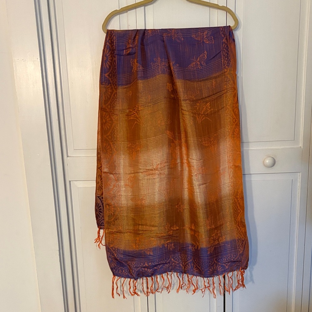 Women’s Orange and Purple Shall  Cover-Up Sarong